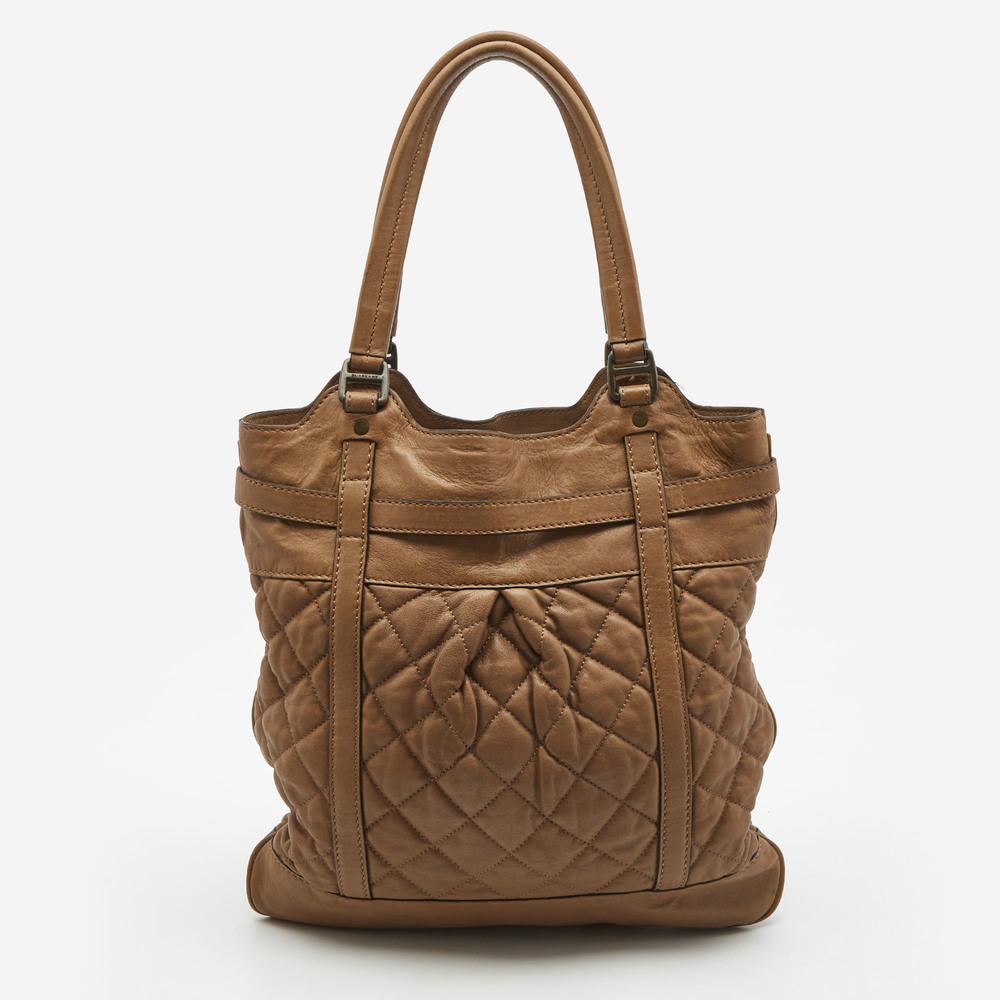 BURBERRY Brown Quilted Leather Buckle Tote - Picture 4 of 8